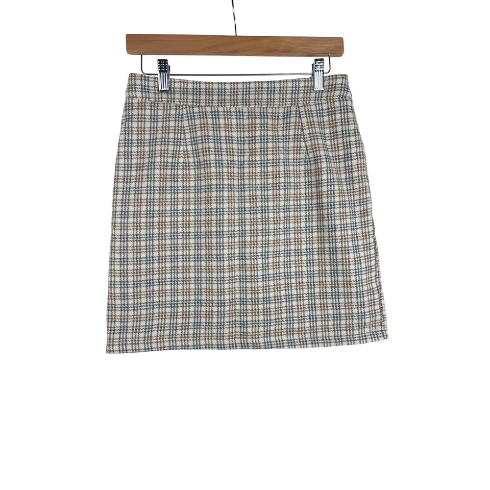 Paper Crane Plaid Woven Mini Skirt‎ size Medium Brown/Green